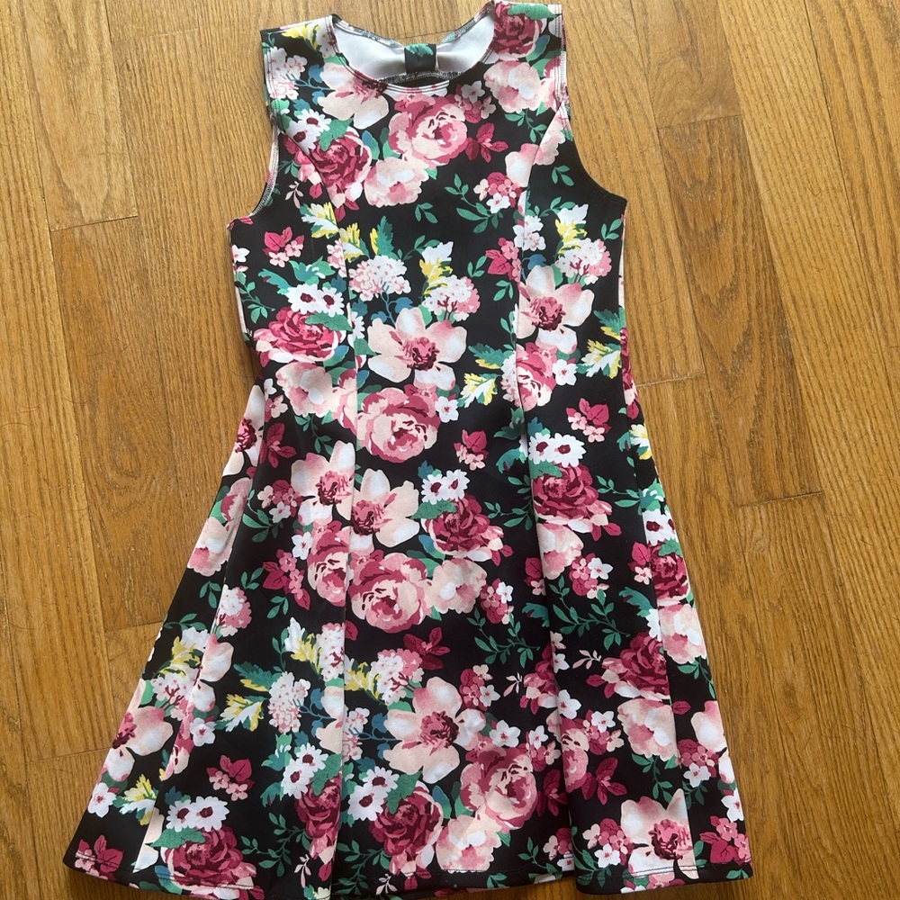 Pink and White Floral A-Line Midi Sundress
